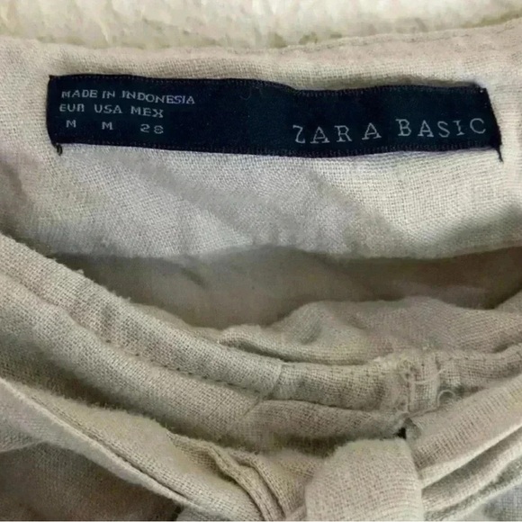 Zara Pleated A-Line Full Tan Tie Waist Skirt - Picture 7 of 9